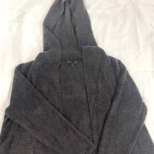 Barefoot Dreams CozyChic Lite double knit open front hoodie, dark gray size XL.